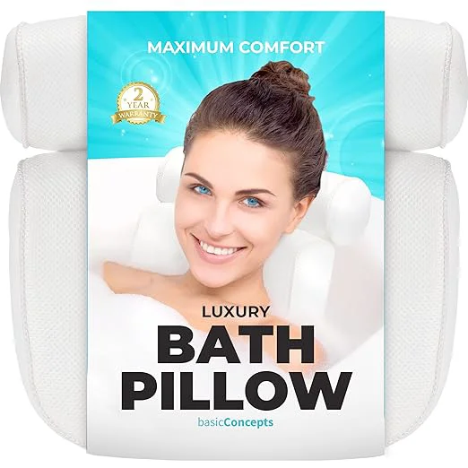 Efficient BASIC CONCEPTS Bathtub Pillow for Neck and Back Support Natural