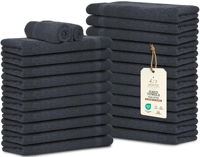 Green Premium Cotton Hand Towels – Pack of 24 16×27 Inch – Quick-Dry Highly Sustainable