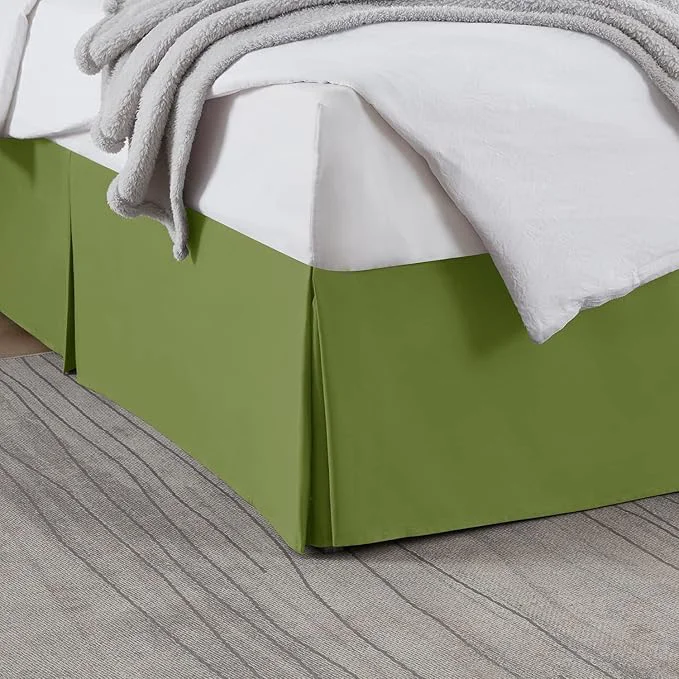 Consistent Nestl Calla Green Bed Skirt Cal King Size – Cal King Bed Skirt 14 Inch Drop – Brushed Microfiber Bed Skirts – Hotel Quality Pleated Bed Skirt – Shrinkage amp Fade Resistant Fashionable