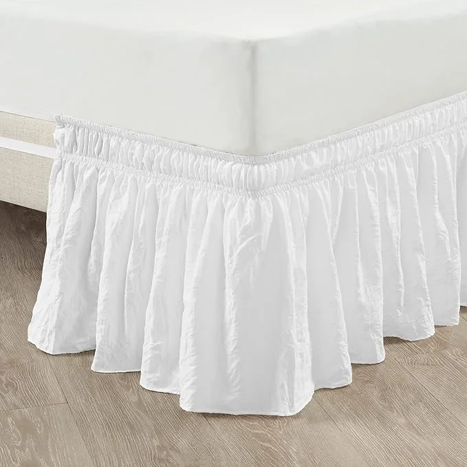 Fine Crafted Lush Decor Ruched Ruffle Elastic Easy Wrap Around Bed Skirt Single Twin Twin XL Full White – Twin Bed Skirt – Dust Ruffle – White Bedskirts Fast