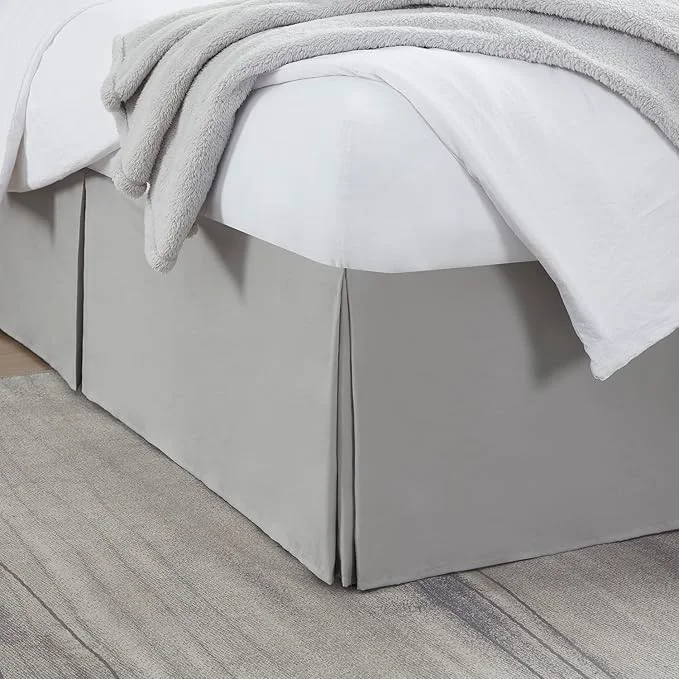 Prestigious Nestl Silver Twin Bed Skirt – Twin Size Bed Skirt 14 Inch Drop – Brushed Microfiber Bed Skirts – Hotel Quality Pleated Bed Skirt – Shrinkage amp Fade Resistant