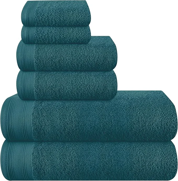Easy-to-Use Ultra Soft 6 Pack Cotton Towel Set Contains 2 Bath Towels 28×55 inch 2 Hand Original Design