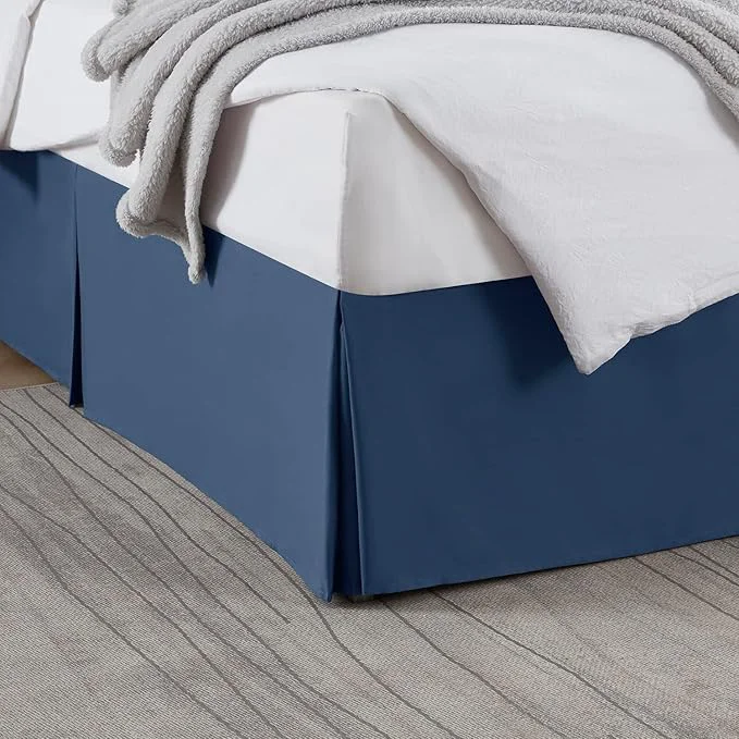 Top-Quality Nestl Navy Blue Bed Skirt Cal King Size – Cal King Bed Skirt 14 Inch Drop – Brushed Microfiber Bed Skirts – Hotel Quality Pleated Bed Skirt – Shrinkage amp Fade Resistant High-Performance