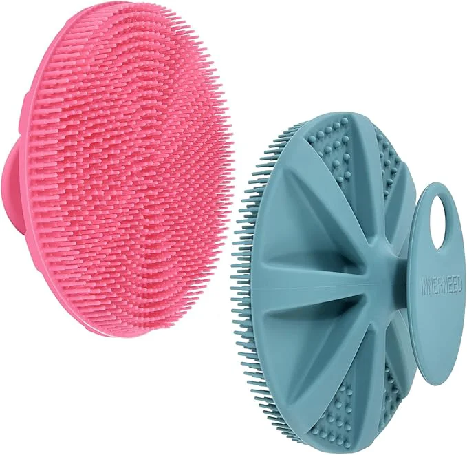Verified INNERNEED Food-Grade Soft Silicone Body Scrubber Shower Brush Handheld Natural