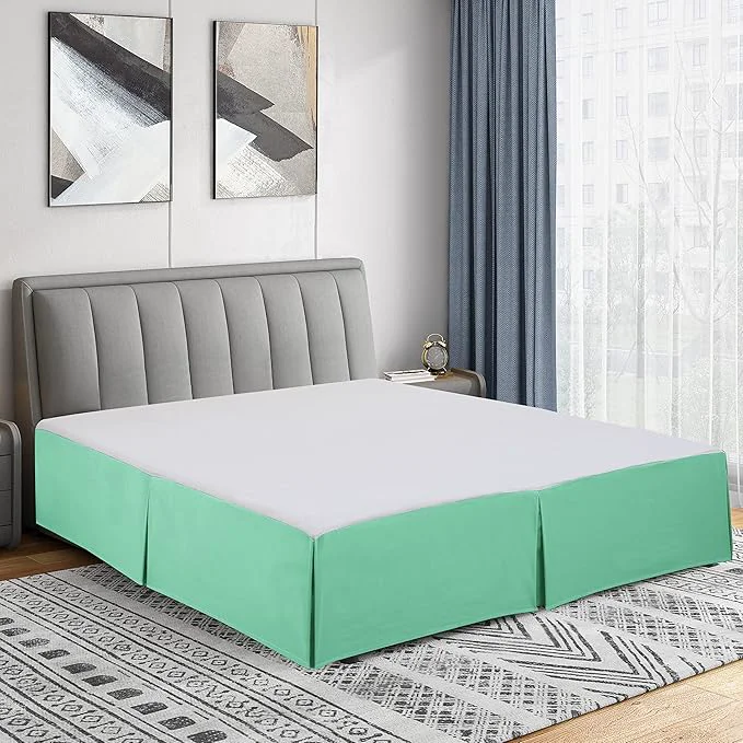 Responsible Cathay Home Double Brushed Microfiber Pleated Easy Fit Bed Skirt Ultra Soft Fade and Wrinkle Resistant – Sea Foam King Elegant