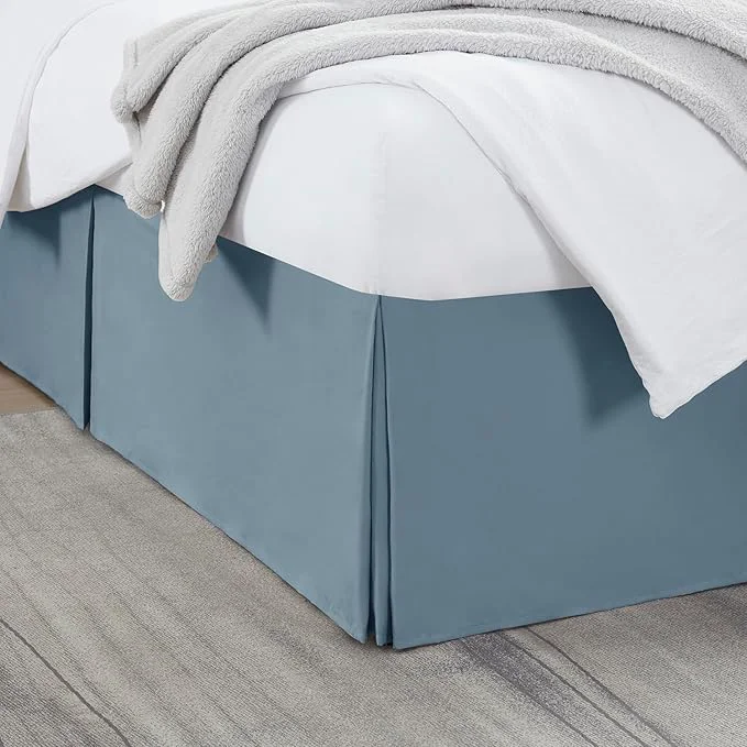 Dependable Nestl Stone Blue Twin Bed Skirt – Twin Size Bed Skirt 14 Inch Drop – Brushed Microfiber Bed Skirts – Hotel Quality Pleated Bed Skirt – Shrinkage amp Fade Resistant Unique