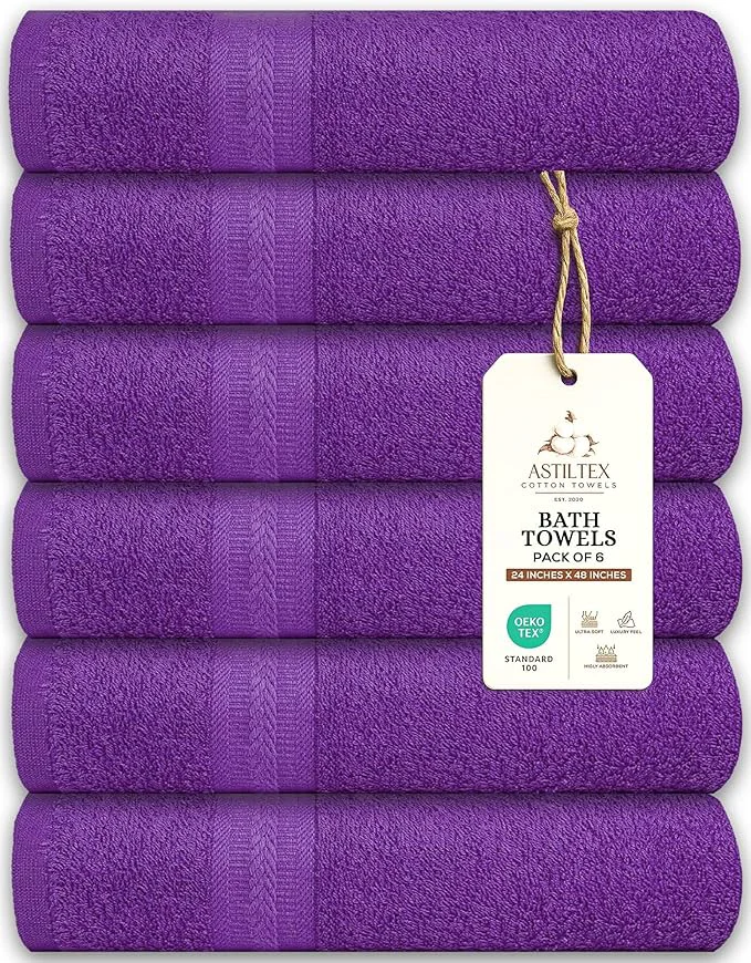 Unique Medium Bath Towels Pack of 6 – 24×48 Inches – Soft Quick Dry Highly Superior