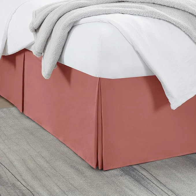 Optimized Nestl Pink Clay Full Bed Skirt – Full Size Bed Skirt 14 Inch Drop – Brushed Microfiber Bed Skirts – Hotel Quality Pleated Bed Skirt – Shrinkage amp Fade Resistant High-End