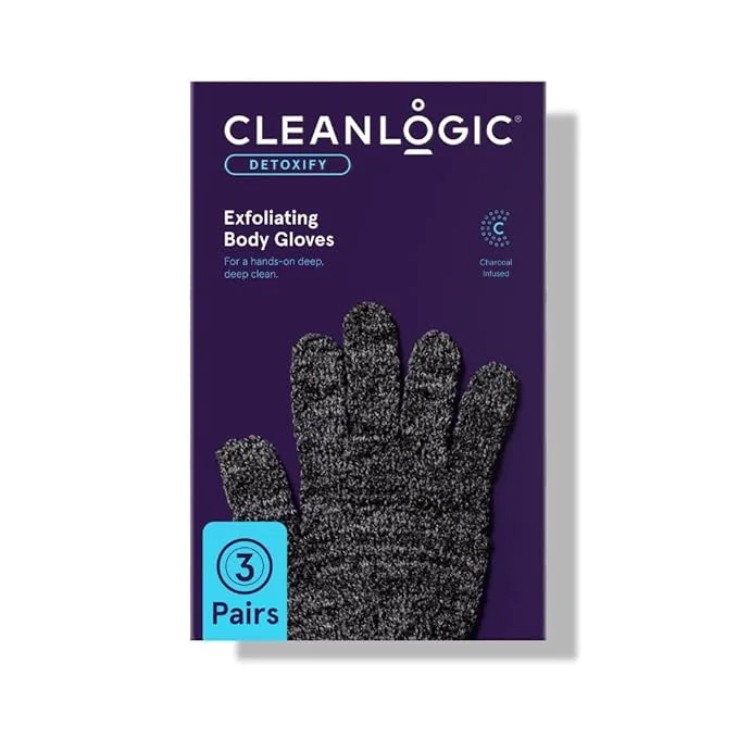 Green Cleanlogic Detoxify Charcoal Infused Exfoliating Glove Stretchy Bath Shower Professional