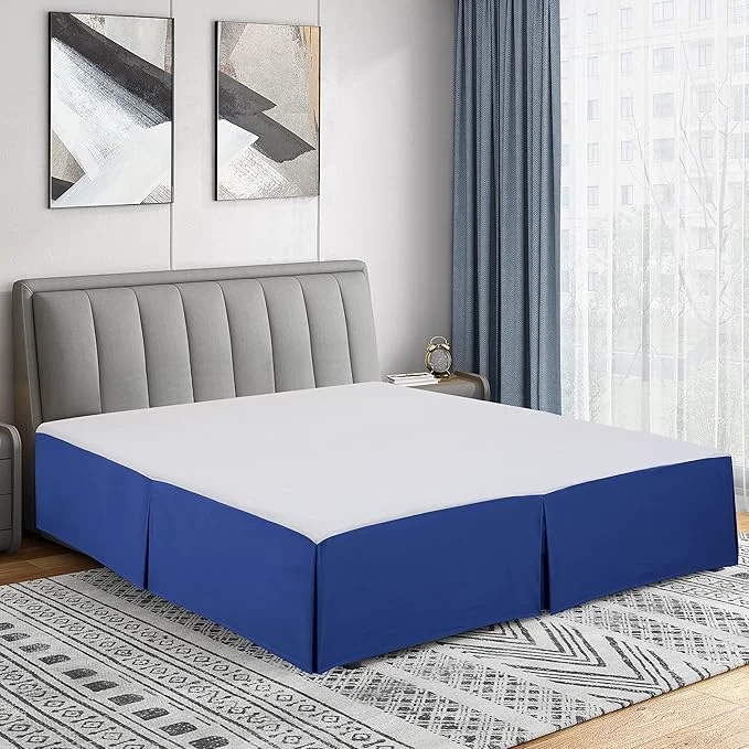Dependable Cathay Home Double Brushed Microfiber Pleated Easy Fit Bed Skirt Ultra Soft Fade and Wrinkle Resistant – Royal Blue Full Unique