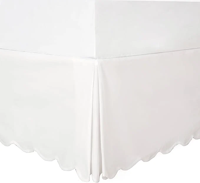 Eco-Friendly HIG Off-White Chic King Bed Skirt – Easy Fit Scallop Edge Pleated Bedskirts 14 Inch Drop Anti-Slip Dust Ruffle Thick Fabric for Enhanced Privacy Pre-Washed for Long-Lasting Use N60022 Professional