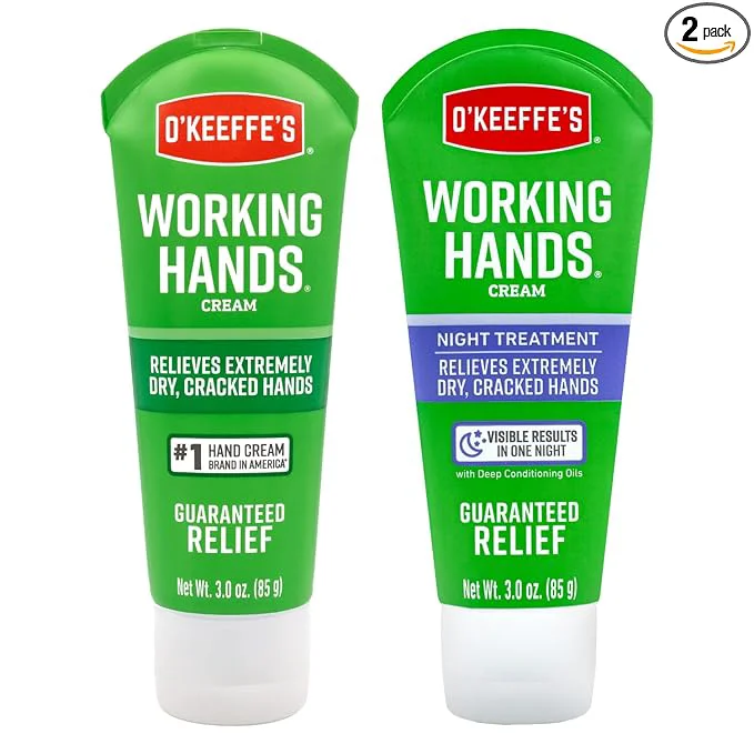 Secure O’Keeffe’s Working Hands Hand Cream Plus Night Treatment Cream Bundle – 3 oz Powerful