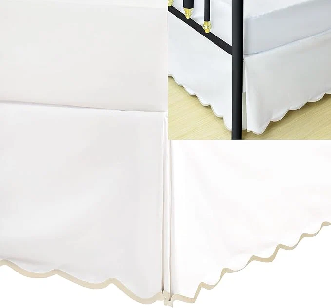 User-Friendly HIG Queen Bed Skirt – Easy Fit Scallop Edge Pleated Bedskirts With Spilt Coner 12 Inch Drop Anti-Slip Dust Ruffle Thick Fabric for Enhanced Privacy Pre-Washed for Long-Lasting Use Machine Washable Prestigious