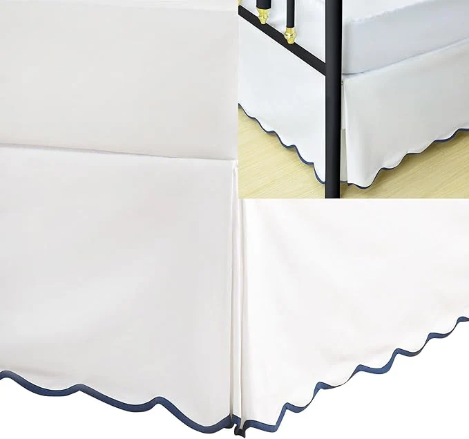 Elite HIG King Bed Skirt – Easy Fit Scallop Edge Pleated Bedskirts with Spilt Coner 18 Inch Drop Anti-Slip Dust Ruffle Thick Fabric for Enhanced Privacy Pre-Washed for Long-Lasting Use Machine Washable Practical