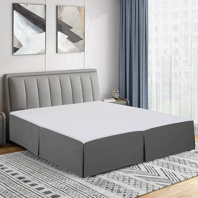 Smooth Cathay Home Double Brushed Microfiber Pleated Easy Fit Bed Skirt Ultra Soft Fade and Wrinkle Resistant – Gray King Artisan