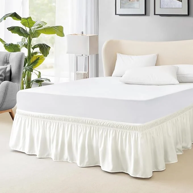 Effective FreshCulture Twin Bed Skirt Elastic Wrap Around Bed Skirt Twin Size Bed Skirts for Adjustable Bed Easy Fit with 22 Inch Drop Length Hotel Quality Dust Ruffle for Twin Bed Ivory Environmentally Friendly