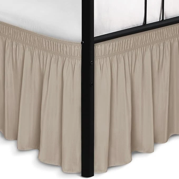 World-Class Biscaynebay Wrap Around Bed Skirts with Split Corners for Full Beds 16 quot Drop Light Camel Elastic Dust Ruffles Adjustable Easy Fit Wrinkle amp Fade Resistant Silky Luxurious Fabric Machine Washable Trendy