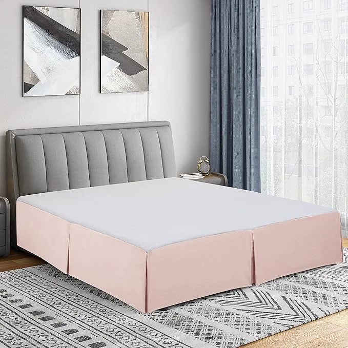 Traditional Cathay Home Double Brushed Microfiber Pleated Easy Fit Bed Skirt Ultra Soft Fade and Wrinkle Resistant – Blush King High-Performance