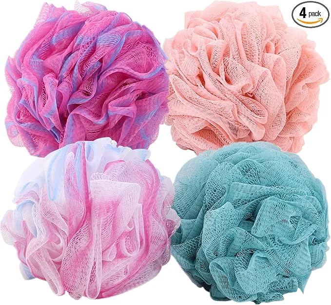 Certified BTYMS 4 Pieces Shower Loofahs Exfoliating Sponge Body Scrubber 75g pc Bath Elite