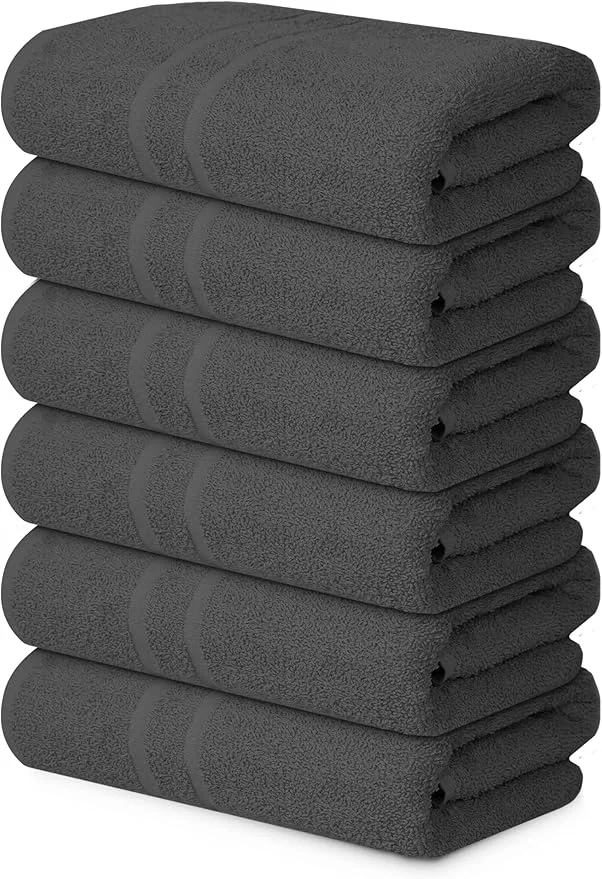 Flexible Basic Medium Bath Towels 24×48 Inches – Pack of 6 – Grey Color – Soft and Smart