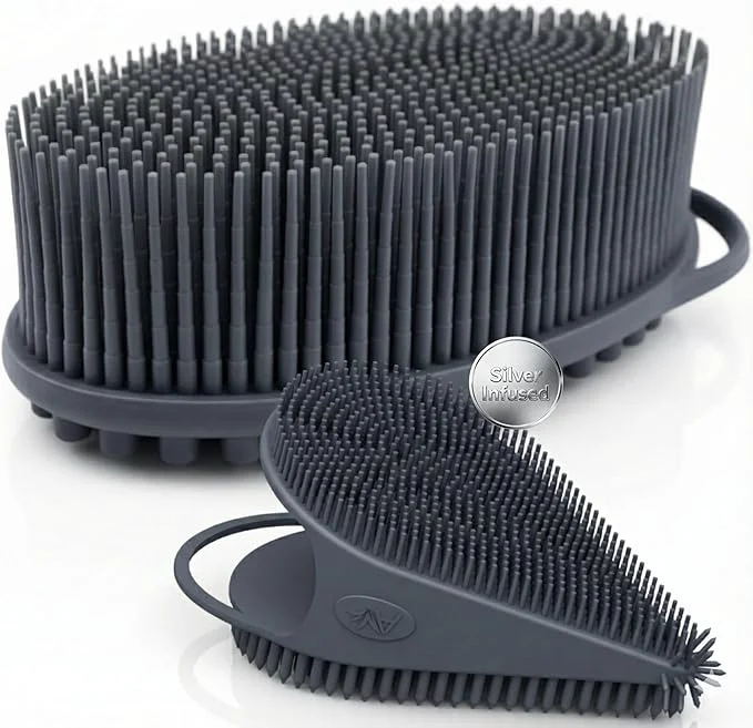 Practical Avilana Silver Edition Body Scrubber and Face Brush Set Authentic