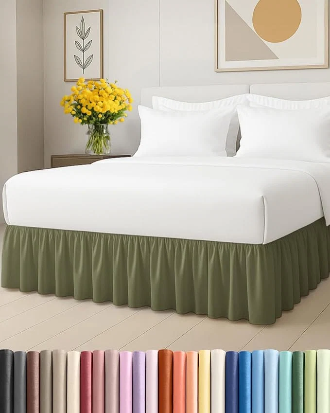 Recyclable Bedskirt Twin Size Ruffle – 18 inch Drop Dust Ruffle Bed Skirt with Platform – Soft Easy Fit Premium Hotel Quality – Wrinkle Fade amp Shrink Resistant – for Women Men Kids and Teens – Sage Green Prestigious