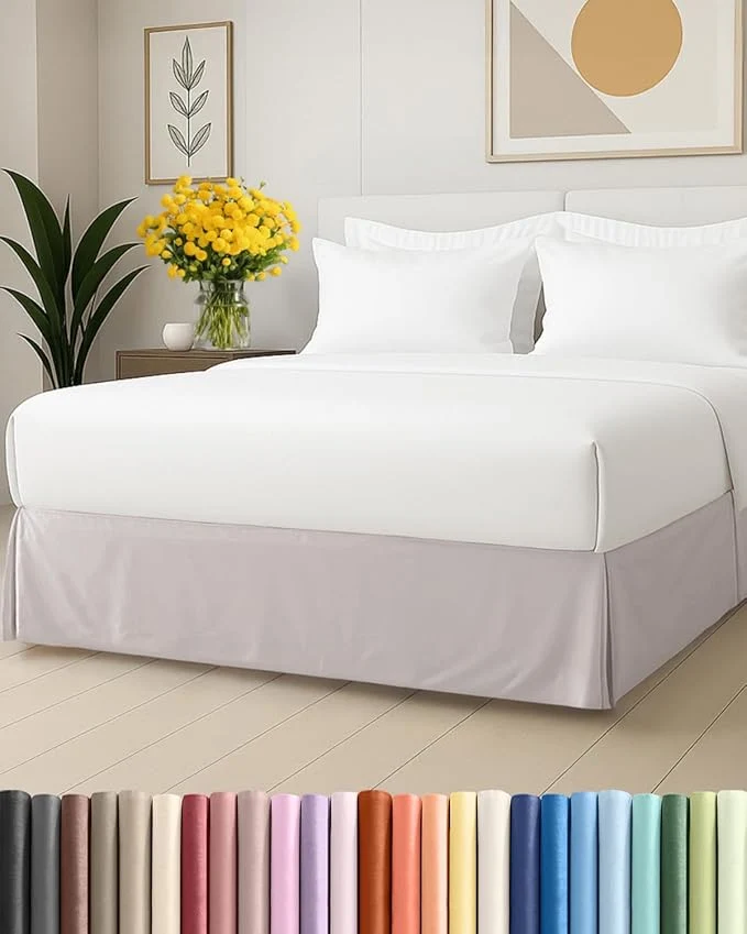 Easy-to-Use Pleated Bed Skirt Full Size – 3 Sided Pleated Bed Skirt Full – Ultra-Soft Easy Fit with 18 Inch Tailored Drop – Hotel Quality Wrinkle amp Fade Resistant – for Women Men Kids and Teens – Light Grey Safe