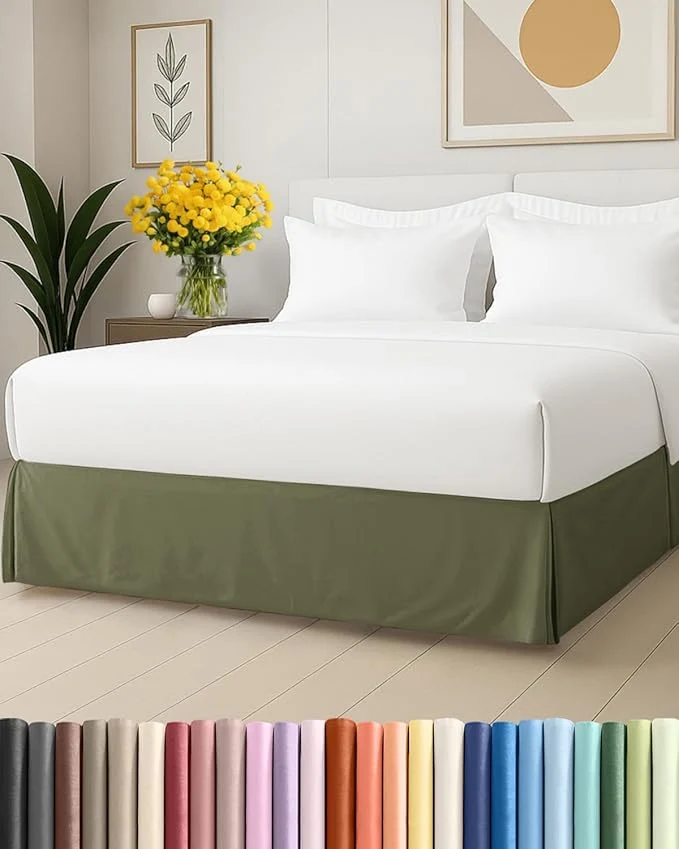 User-Friendly Pleated Bed Skirt Full Size – 3 Sided Pleated Bed Skirt Full – Ultra-Soft Easy Fit with 12 Inch Tailored Drop – Hotel Quality Wrinkle amp Fade Resistant – for Women Men Kids and Teens – Sage Green Official