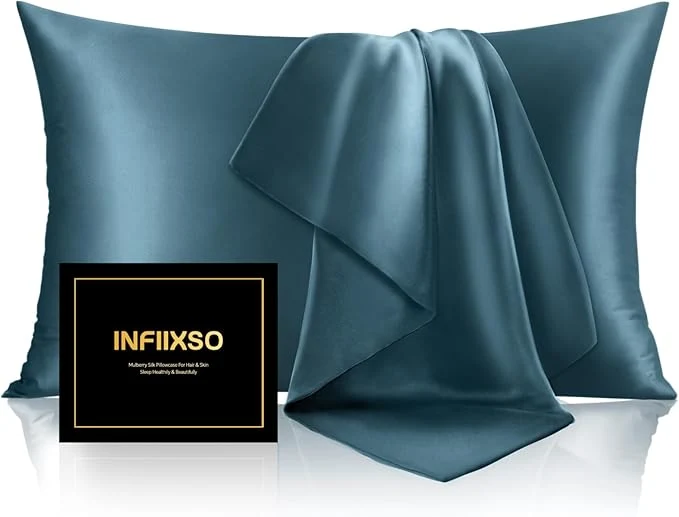 Efficient INFIIXSO Mulberry Silk Pillowcase for Hair and Skin Silk Pillow Cases Queen Size Set of 2 with Hidden Zipper 20 quot x30 quot Ultra Smooth and Soft Cooling Pillow Cases for Hot Sleepers Bluesteel 2 Pack Specialty