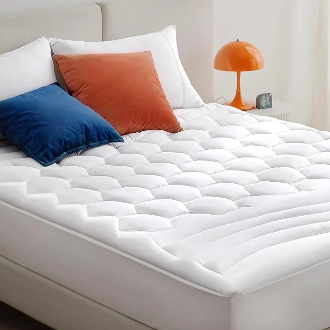 Solid Bedsure Queen Mattress Pad – Quilted Fitted Mattress Topper Protector with 8-21 Inches Deep Pocket Noiseless Breathable Bed Cover Padded Machine Washable White 60×80 Inches Top-Quality