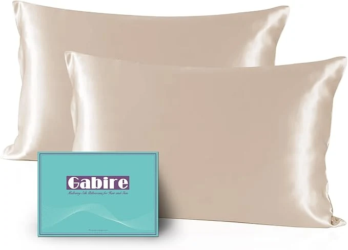 Crafted Mulberry Silk Pillow Cases Set of 2 Both Sides Silk Pillow Cover for Hair and Skin Prevent Acne Pillowcase Organic Silk Pillowcase 2 Pack with Hidden Zipper Champagne Queen 20 quot ×30 quot Expertly Made