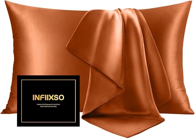 High-Grade INFIIXSO Mulberry Silk Pillow Case King Size Silk Pillowcase with Hidden Zipper 20 quot x36 quot Smooth and Soft Pillow Cases for Hair and Skin Brunt Orange 1 Pack Unique