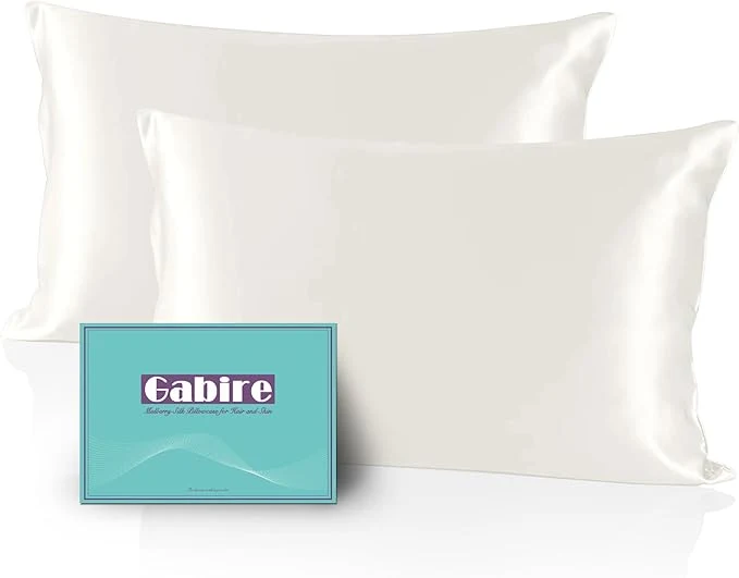 Safe Mulberry Silk Queen Size Pillow Cases Set of 2 Ultra Smooth Soft Cooling Organic Silk Pillowcases with Hidden Zipper Prevent Acne Silk Pillow Cases 2 Pack Queen 20 quot ×30 quot Ivory Carefully Designed