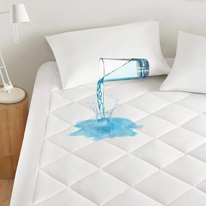 Green Sleep Philosophy Waterproof Mattress Protector King Size Mattress Pad 3M Scotchgard Quilted amp Fitted Microfiber Mattress Topper Noisless amp Deep Pocket Fits Up to 20 quot Mattress King White Casual