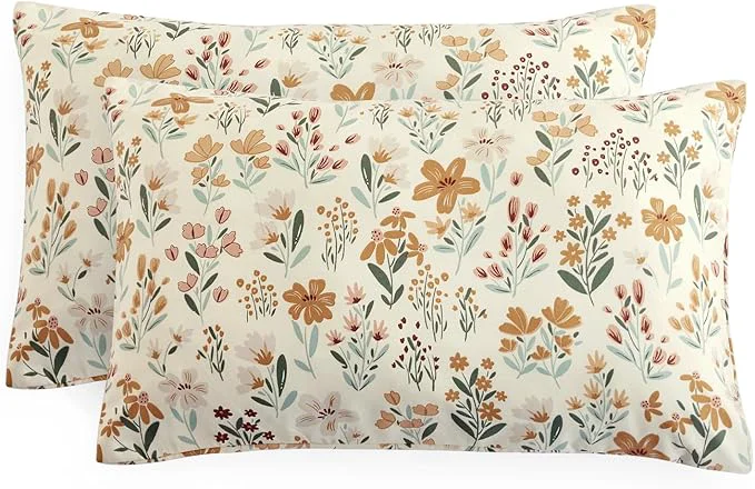 Stylish Wake In Cloud – Floral Pillow Cases Botanical Flower Coquette Cottagecore Shabby Chic Aesthetic Set of 2 Soft Pillowcases Pillow Shams Covers Orange Cream Standard Size 20×26 Inches Expertly Made