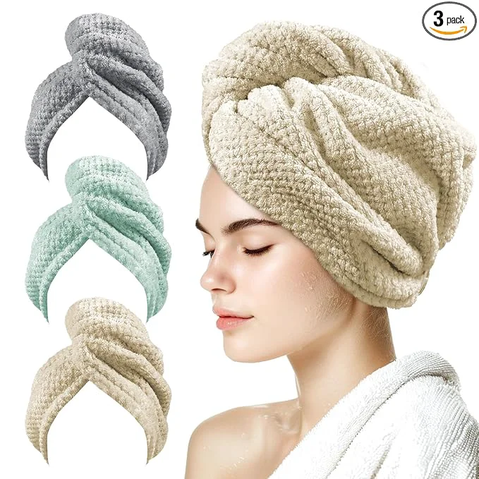Breathable my novel things 3 Pack Microfiber Hair Towel Wrap Crafted