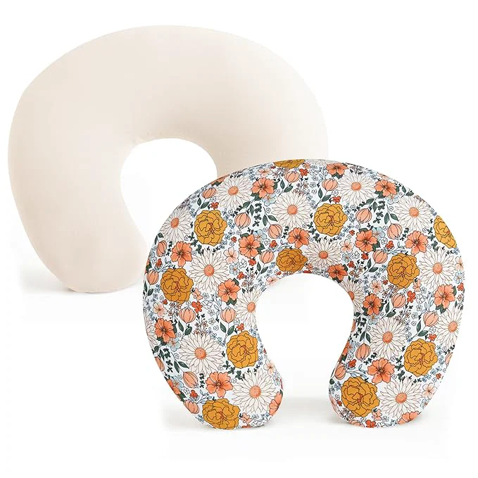 Long-Lasting Konssy 2 Pack Nursing Pillow Covers Stretchy and Soft Nursing Cover for Breastfeeding Pillow Slipcover for Baby Girls Boys Newborn Beige Floral Premium