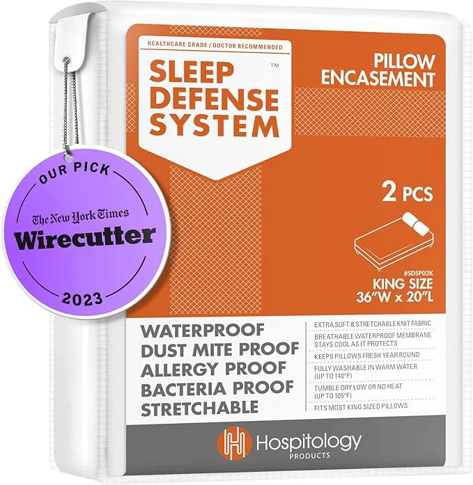 Consistent HOSPITOLOGY PRODUCTS Pillow Encasement- Zippered Bed Bug Dust Mite Proof Hypoallergenic – Sleep Defense System – King – Waterproof – Set of 2 – 20 quot H x 36 quot W Expertly Made