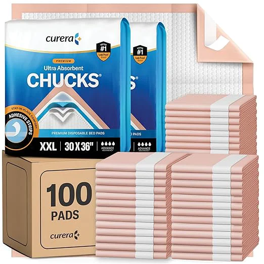 Genuine Chucks® Premium Disposable Underpads 30 x36 100-Count Ultra Absorbent Chux Incontinence Bed Pads Disposable Adult with Adhesive Tape Pee Pads Pet Training Pads XX-Large 30×36 Bulk Pack Top-Quality