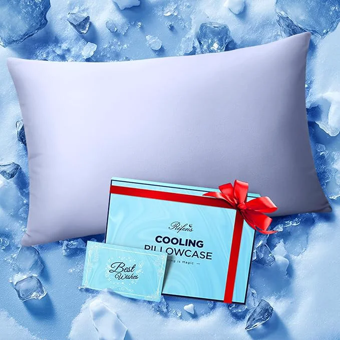 Fast Ice Cooling Pillowcase for Hot Sleepers Instantly Cool Stays Cold All Night Softer Than Silk Pillow Cases Pillow Covers with Invisible Zipper Gift for Men amp Women – King Size Purple 1 Pack Natural