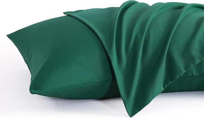 Professional NTBAY Standard Pillow Cases Set of 2 2 Pack Brushed Microfiber 20×26 Pillow Cases Soft Wrinkle Fade Stain Resistant Dark Green Pillow Cases with Envelope Closure 20×26 Inches Dark Green High-Quality