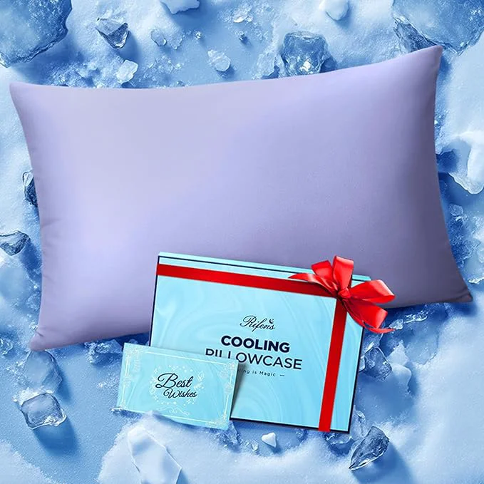 Durable Ice Cooling Pillowcase for Hot Sleepers Instantly Cool Stays Cold All Night Softer Than Silk Pillow Cases Pillow Covers with Invisible Zipper Gift for Men amp Women – Standard Size Purple 1 Pack Eco-Friendly