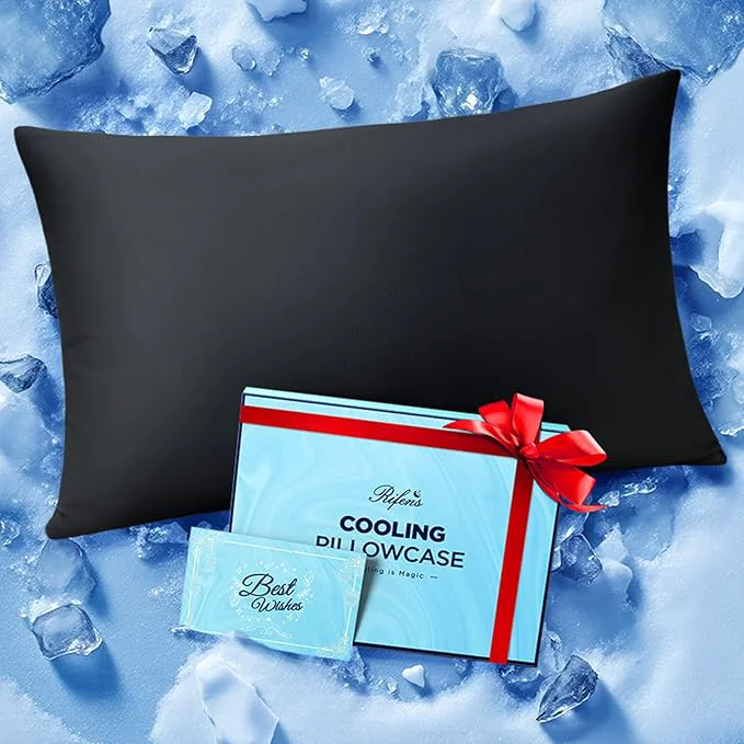 Original Design Ice Cooling Pillowcase for Hot Sleepers Instantly Cool Stays Cold All Night Softer Than Silk Pillow Cases Pillow Covers with Invisible Zipper Gift for Men amp Women – Standard Size Black 1 Pack Long-Lasting