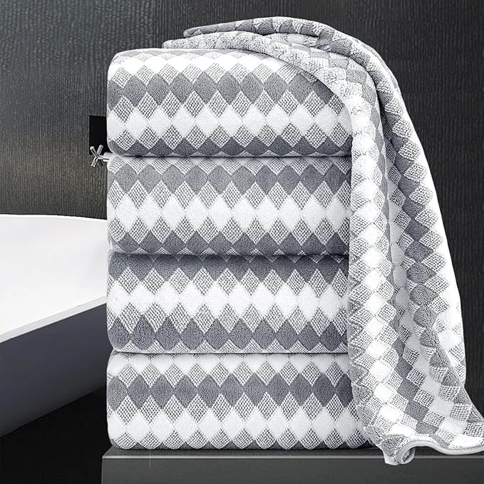 Proven Bath Towel Set Gray 4Pack-35×70 Towel 600GSM Ultra Soft Microfibers Bathroom Top-Quality