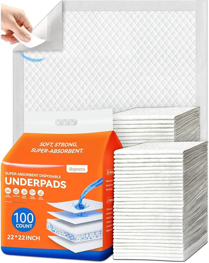 Proven Disposable Puppy Pads 100 Count 22 quot x22 quot Pee Pads for Dogs Potty Training 6-Layer Super Absorbent amp Leak Proof Odor Block Pet Pads with Anti-Slip Adhesive Strips White Refined