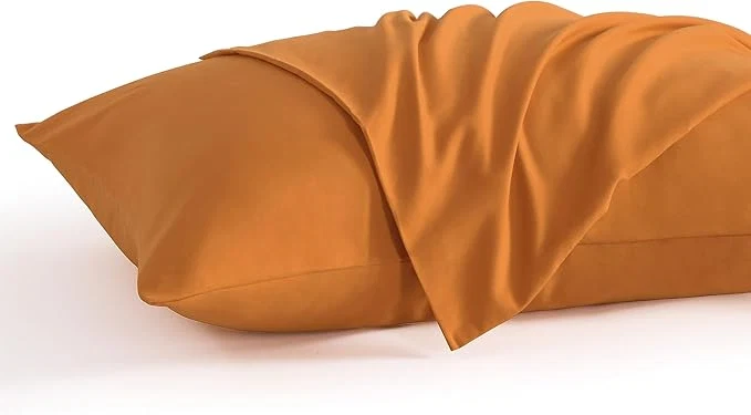 Fast NTBAY Queen Pillow Cases Set 2 Pack Brushed Microfiber 20×30 Inches Soft Wrinkle Fade Stain Resistant Pale Orange Pillow Cases with Envelope Closure Comfortable