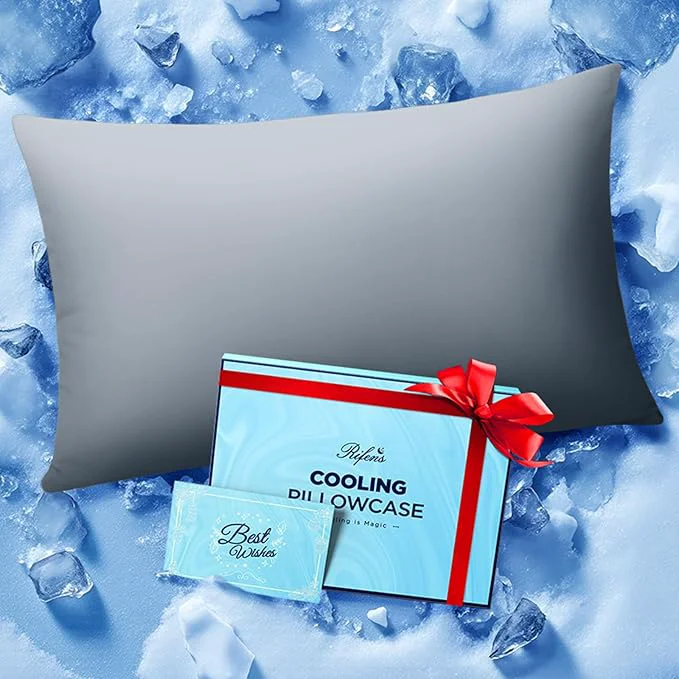 Clean Ice Cooling Pillowcase for Hot Sleepers Instantly Cool Stays Cold All Night Softer Than Silk Pillow Cases Pillow Covers with Invisible Zipper Gift for Men amp Women – King Size Light Gray 1 Pack High-Grade