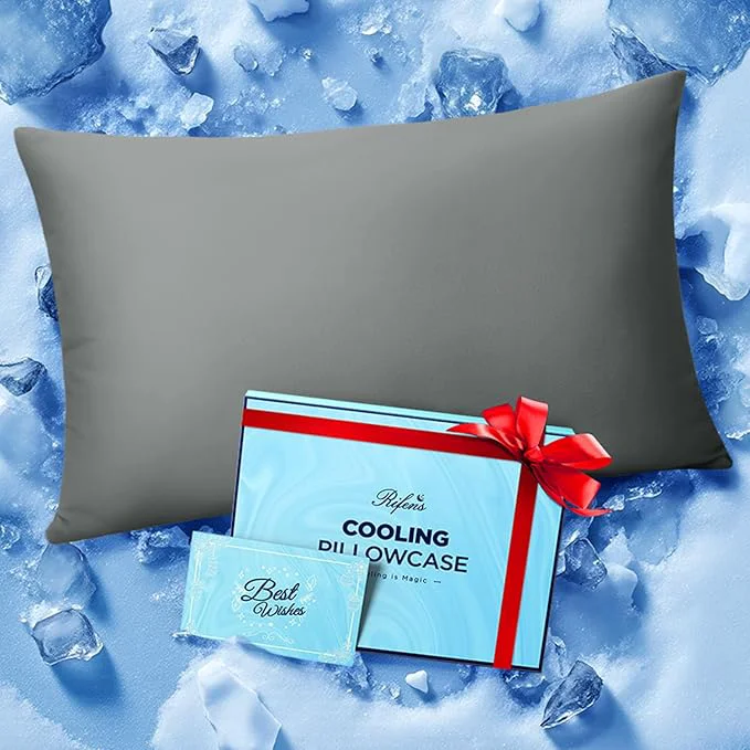 Powerful Ice Cooling Pillowcase for Hot Sleepers Instantly Cool Stays Cold All Night Softer Than Silk Pillow Cases Pillow Covers with Invisible Zipper Gift for Men amp Women – King Size Dark Gray 1 Pack Specialty