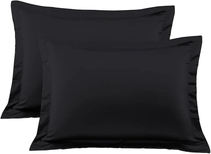 Selected King Pillow Shams Set of 2 Black Pillow Shams King Size 20×36 Pillow Covers Egyptian Cotton 600 Thread Count Soft Skin Friendly Cushion Cover Cases Decorative Pillow Shams for Bed Premium Material