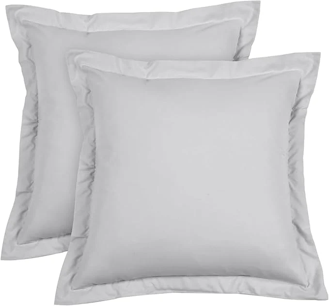 Fast Euro Sham Covers 24×24 Set of 2 Silver Grey 600 TC Egyptian Cotton Pack of 2 Euro 24×24 Pillow Covers Cushion Cover Cases Soft Skin Friendly European Size Decorative Square Pillow Shams Effective